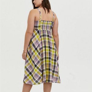 Torrid Plaid Challis Button Front Midi Dress Size 3